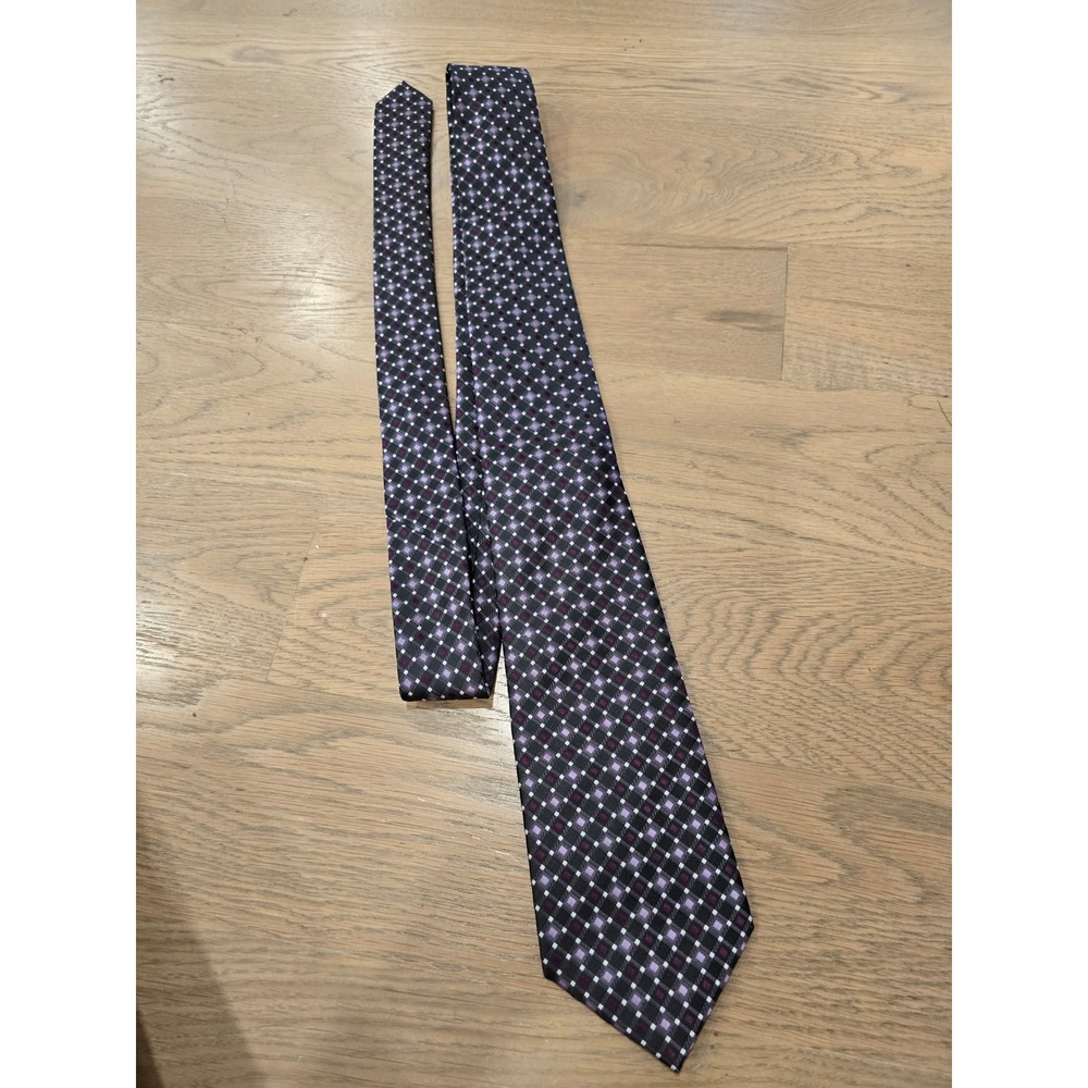 Giorgio Brutini Collezione Mens Necktie Black Purple Geometric‎ Pattern